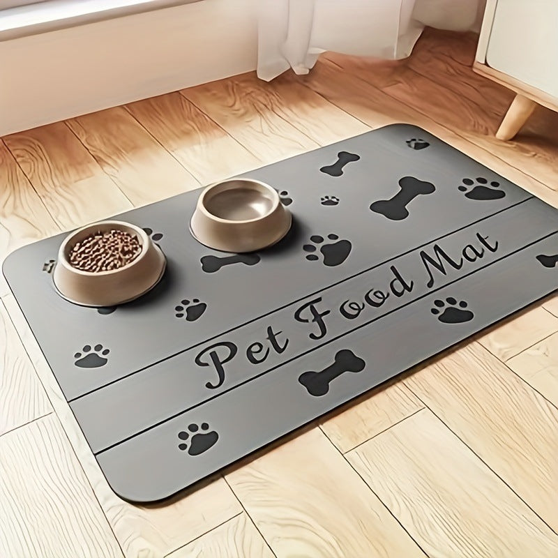 KFX-7103933 Diatom Oil Non-Slip Pet Placemat with Geometric Design - Abstract Pattern in Dog's Paw Colors