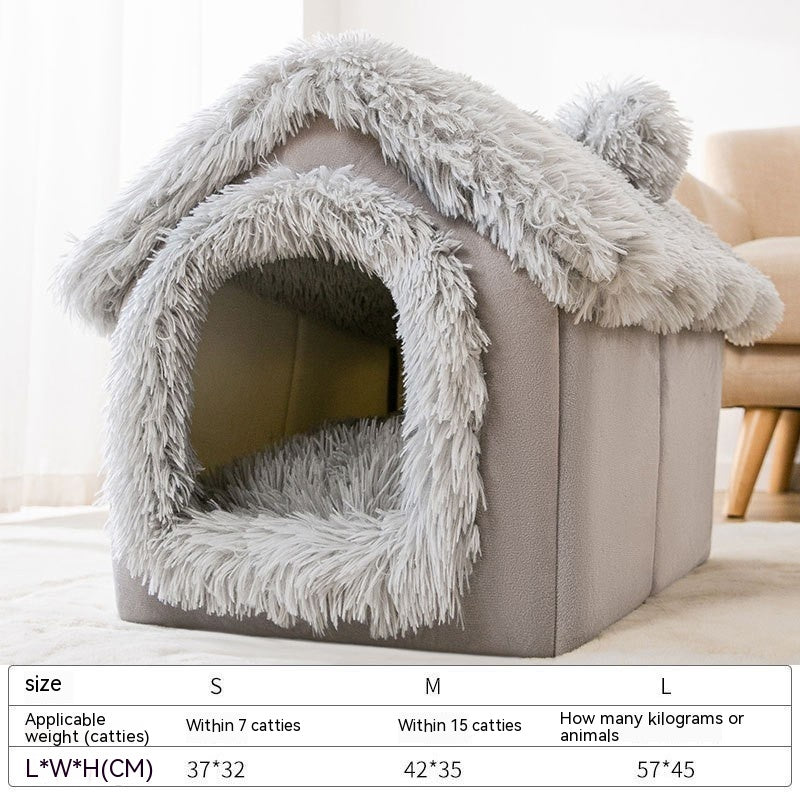 KFX-7104189 Removable and Washable Autumn Winter Tent Dog Bed with Linen-Like Material