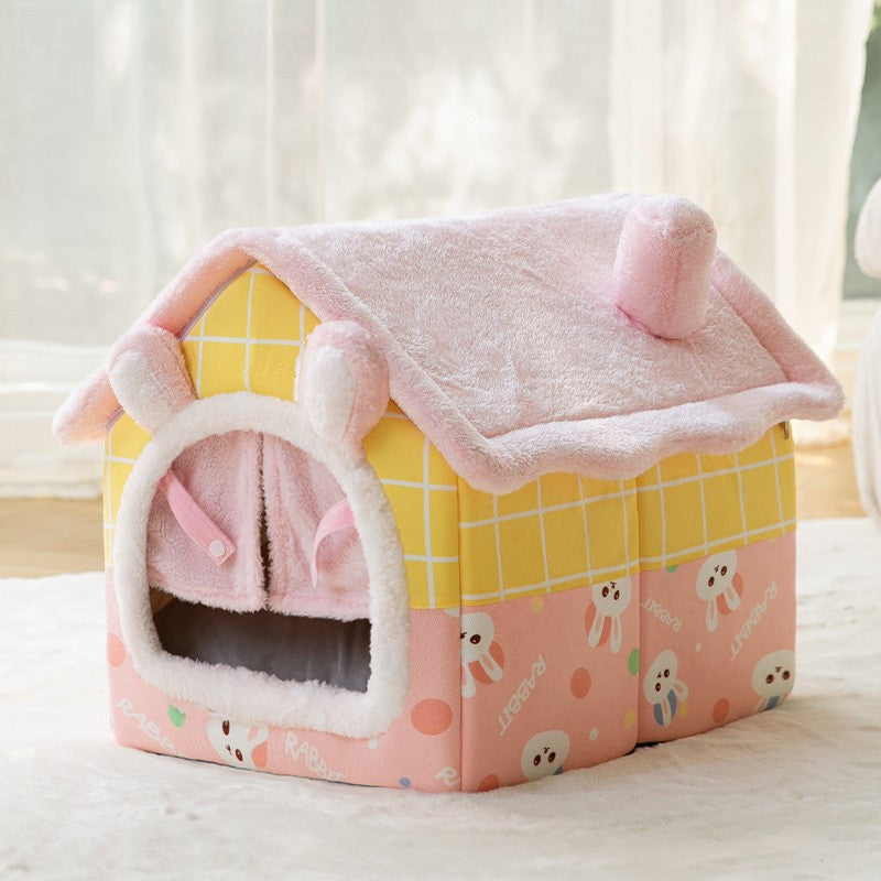 KFX-7104189 Removable and Washable Autumn Winter Tent Dog Bed with Linen-Like Material
