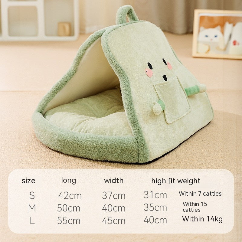 KFX-7104189 Removable and Washable Autumn Winter Tent Dog Bed with Linen-Like Material