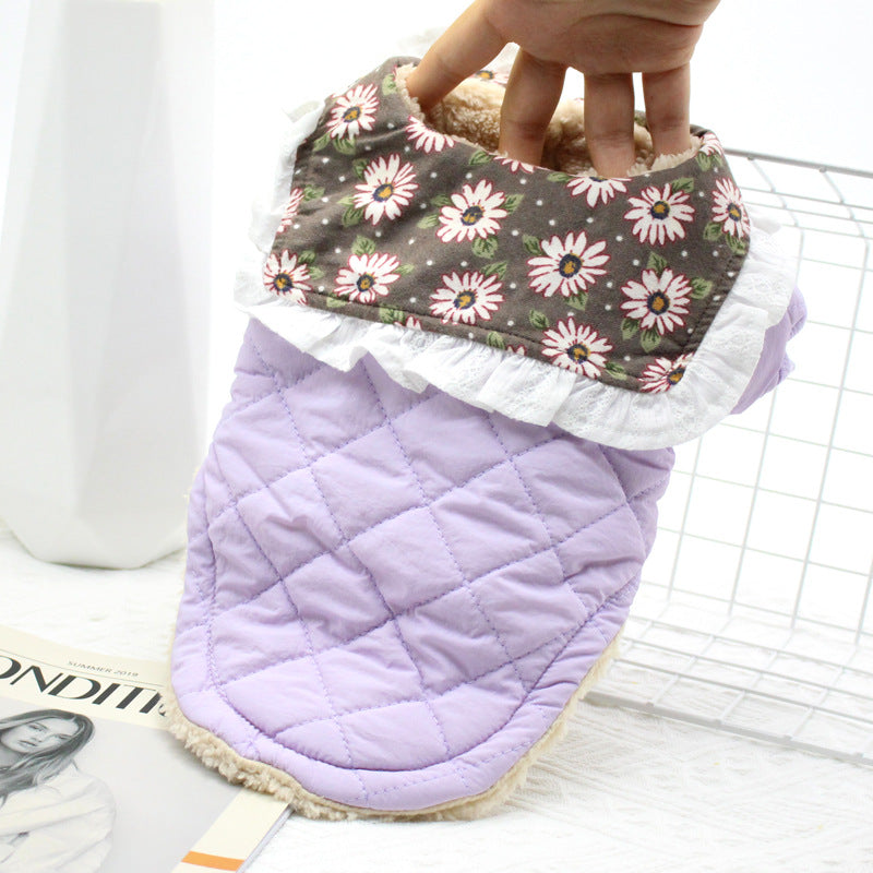 KFX-7104573 Cozy Winter Clothes for Small Dogs - Stylish Teddy Collar in Purple, Pink, Green