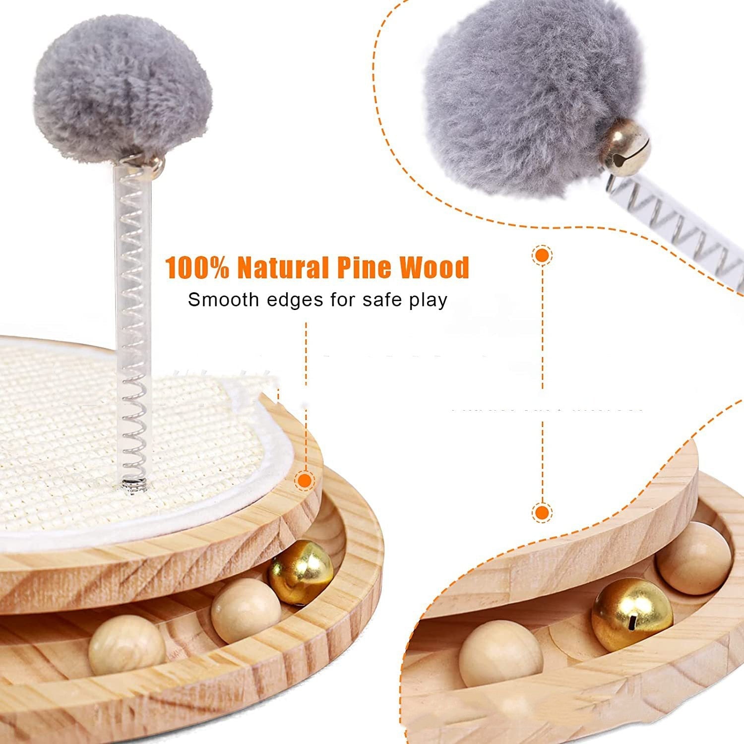 KFX-7106109 Two-in-One Cat Scratching Pad and Turntable with Sisal Material, 40 x 34 x 4.7 CM