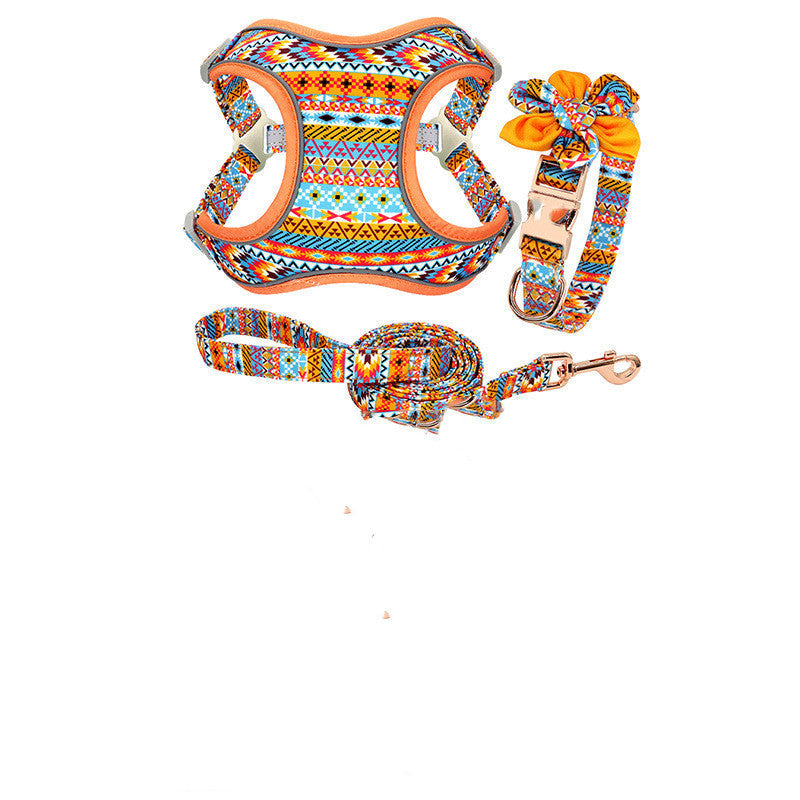 KFX-7106493 Adjustable Dog Traction Harness with Decorative Flowers – S/M/L Size Options