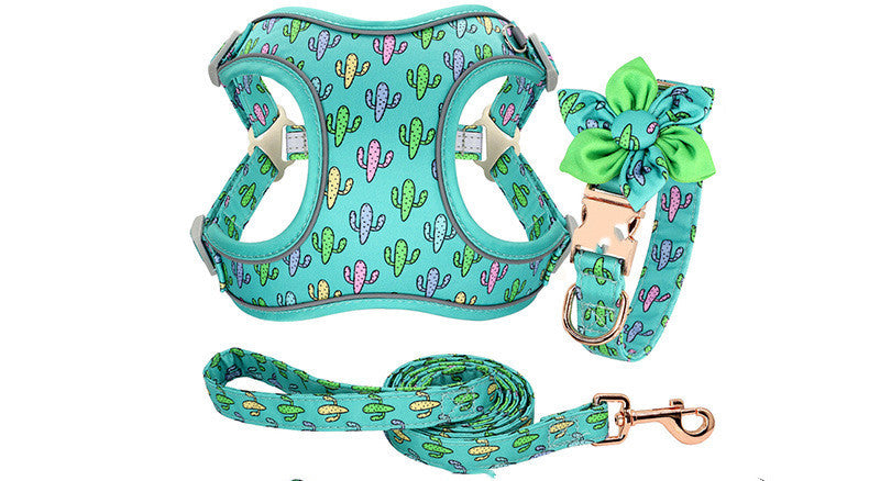 KFX-7106493 Adjustable Dog Traction Harness with Decorative Flowers – S/M/L Size Options