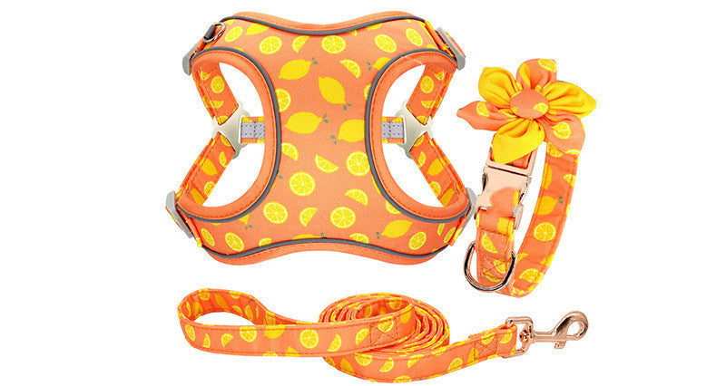 KFX-7106493 Adjustable Dog Traction Harness with Decorative Flowers – S/M/L Size Options