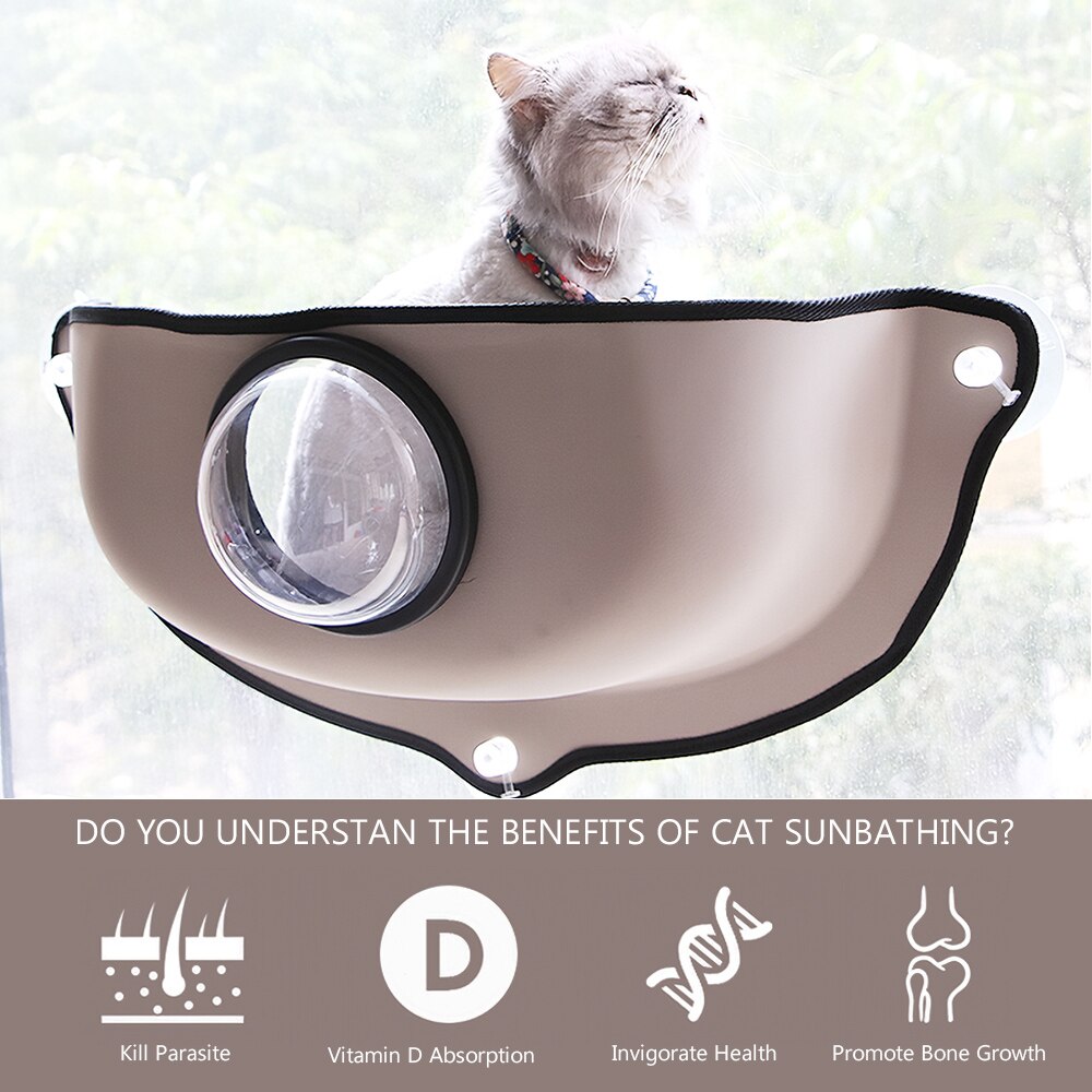 KFX-7107517 Cat Window Sill Hammock with Suction Cups - Elevated Bed for Relaxation and Sunbathing