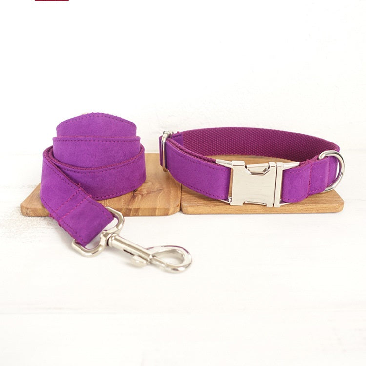 KFX-7107901 Purple Velvet Dog Bow Tie Collar Accessory - Adjustable Sizes XS to XL