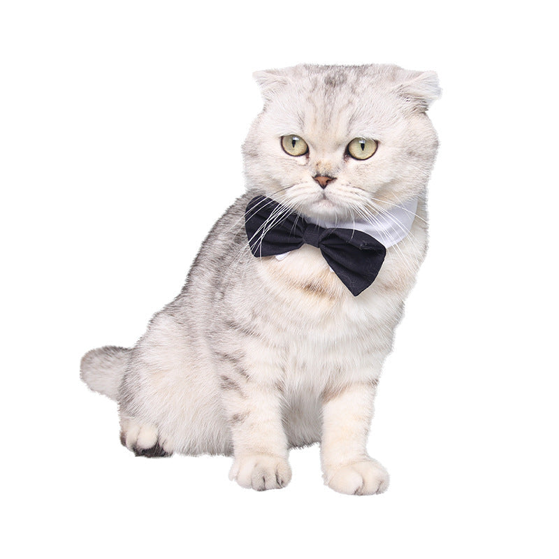 KFX-7108157 Handsome Black Dog Bow Tie in Yellow and Red or White and Black Cotton, Size S or L