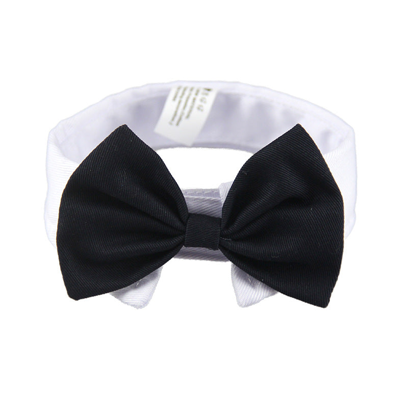 KFX-7108157 Handsome Black Dog Bow Tie in Yellow and Red or White and Black Cotton, Size S or L