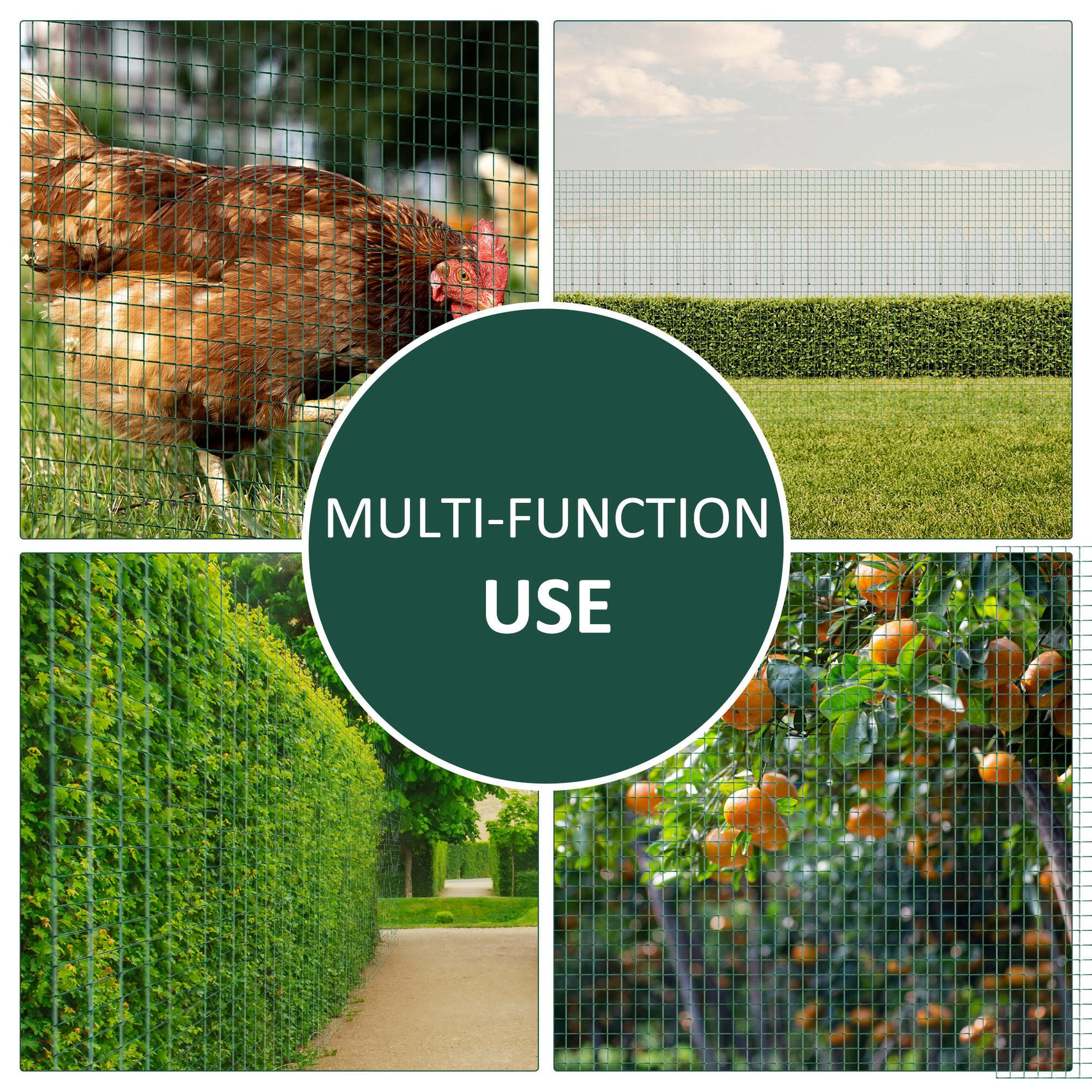 KFX-7109565 PVC Coated Steel Wire Mesh Fencing for Poultry, Gardens, and Small Animals - 98 ft x 35.5 in