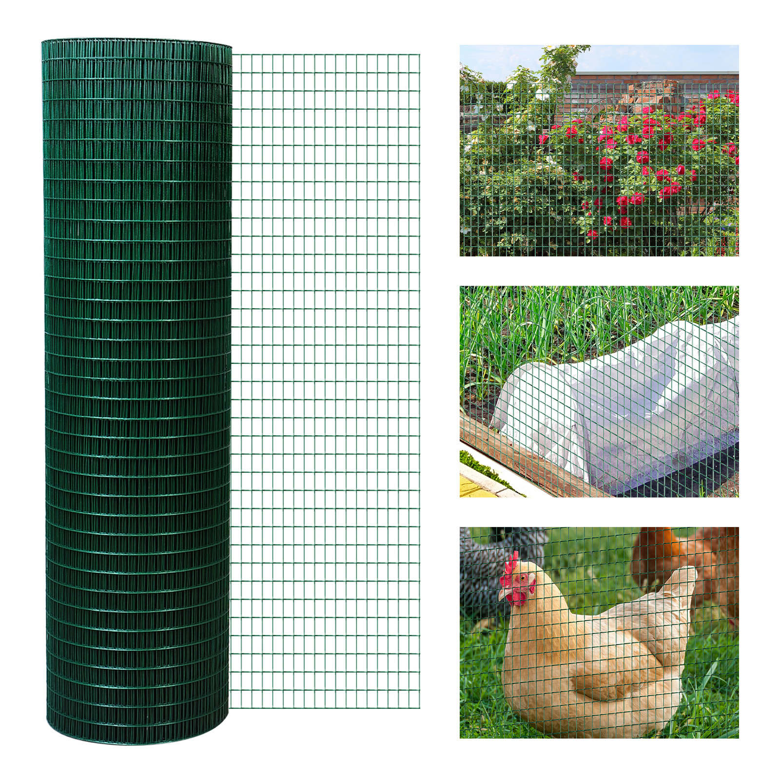 KFX-7109565 PVC Coated Steel Wire Mesh Fencing for Poultry, Gardens, and Small Animals - 98 ft x 35.5 in