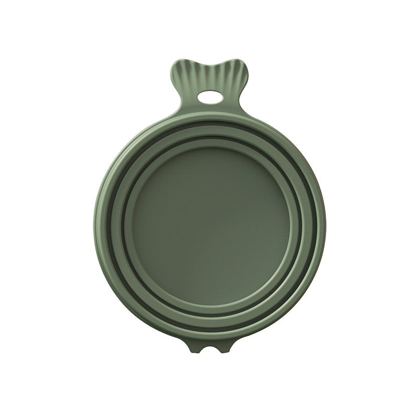 KFX-7109693 Silicone Sealing Lid for Medium Pet Cans - Gray and Dark Green Melamine and Food-Grade Silicone