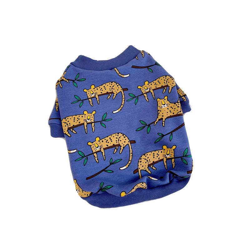 KFX-7110973 Fleece-Lined Leopard Print Coat for Large Dogs - Multiple Sizes Available
