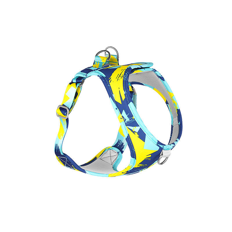 KFX-7111485 Breathable Pet Harness Suit with Traction Rope - Available in Red Flower Camouflage and Blue White Camouflage