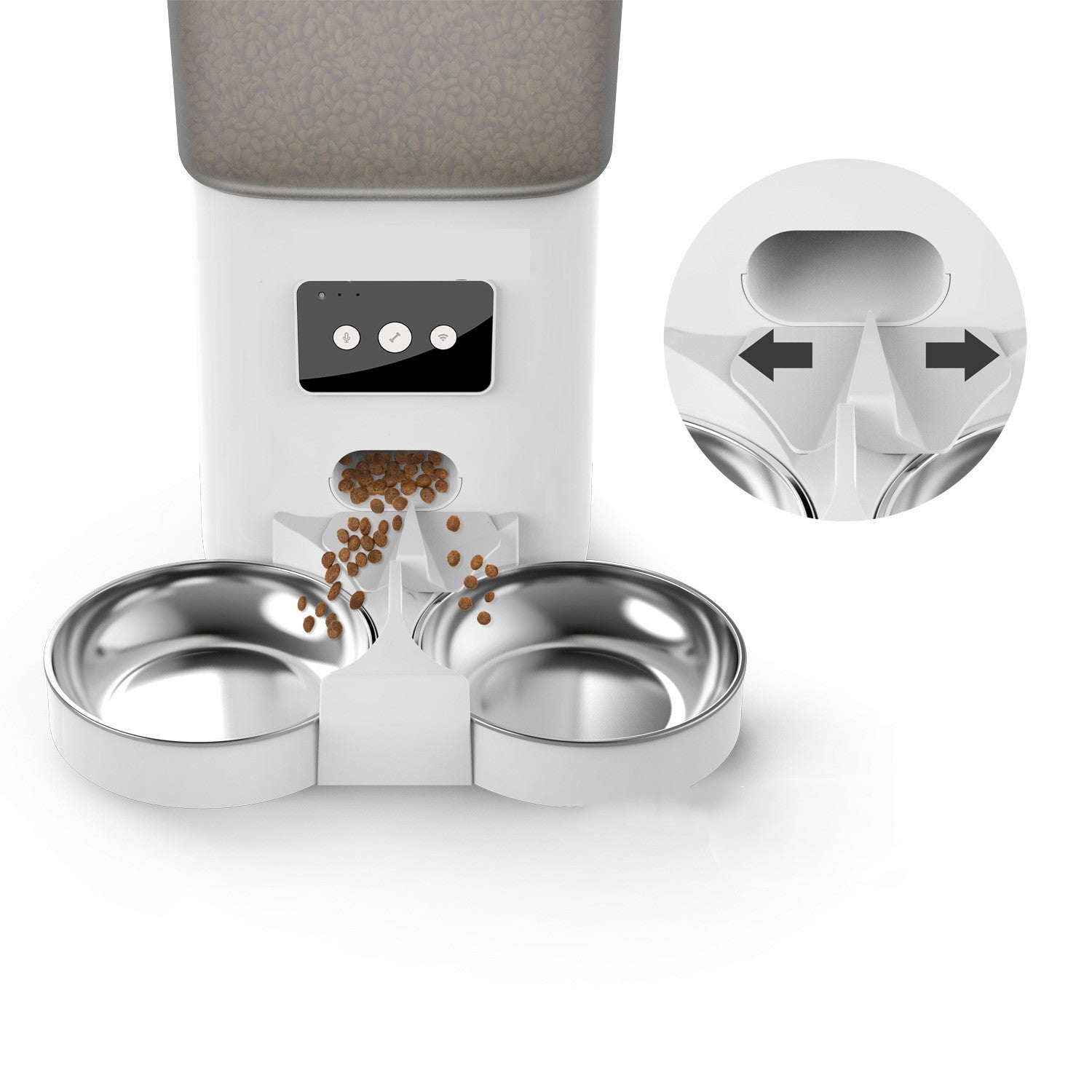 KFX-7111869 Smart Automatic Pet Feeder with WiFi Connectivity – 6-Liter Capacity, Adjustable Dual Tray for Dogs and Cats