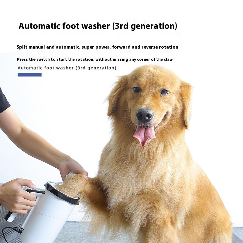 KFX-7113533 Automatic Pet Foot Washing Cup - USB Rechargeable Silicone Cleaner for Dogs - Available in White Blue and White Black