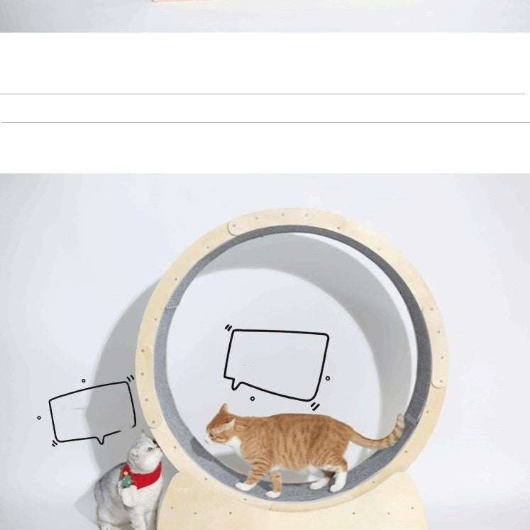 KFX-7114941 Cat Treadmill Roller - Solid Wood Running Toy with Safety Features and Quiet Design