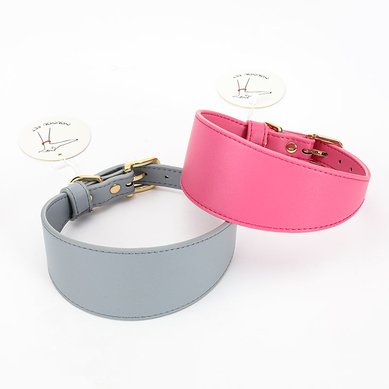 KFX-7115453 Soft Leather Pet Necklet and Towing Rope Set - Adjustable Collar in Gray and Pink