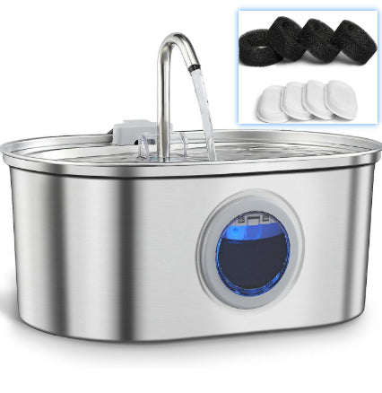KFX-7117501 Stainless Steel Pet Water Dispenser with Filters for Cats