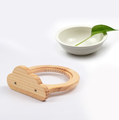 KFX-7117629 Ceramic Pet Bowl with Solid Wood Stand for Elevated Feeding