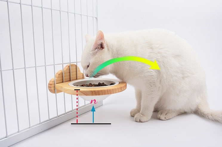 KFX-7117629 Ceramic Pet Bowl with Solid Wood Stand for Elevated Feeding
