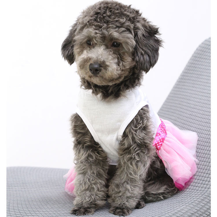 KFX-7119805 Pet Dog Lip Skirt Princess Dress with Cute Bow - Available in Pink and Blue, Sizes XS to XXL