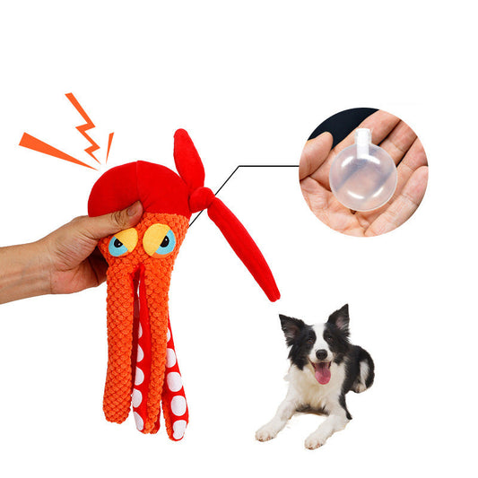 KFX-7120061 Durable Squeaky Octopus Plush Dog Toy with Creased Paper for Chewing and Playtime