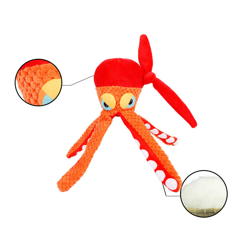 KFX-7120061 Durable Squeaky Octopus Plush Dog Toy with Creased Paper for Chewing and Playtime