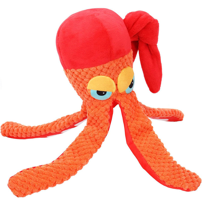 KFX-7120061 Durable Squeaky Octopus Plush Dog Toy with Creased Paper for Chewing and Playtime