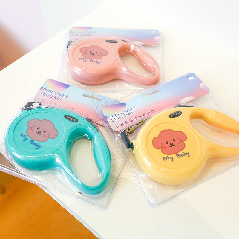KFX-7121213 5m Cartoon Retractable Dog Leash with Comfortable Grip