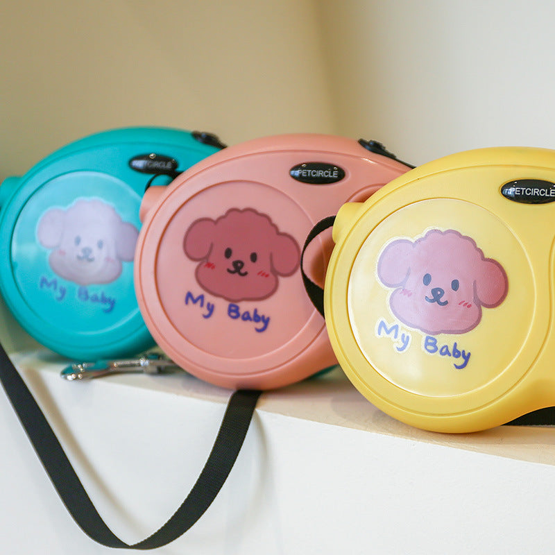 KFX-7121213 5m Cartoon Retractable Dog Leash with Comfortable Grip