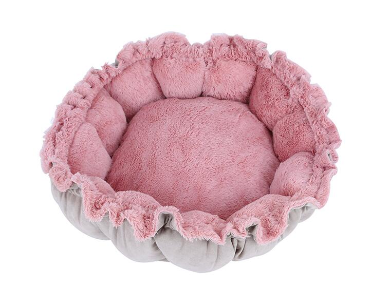 KFX-7121469 Cozy Enclosed Winter Pet Nest in Princess Petal Color, Soft PV Velvet Material