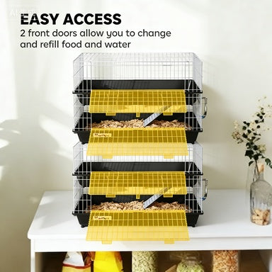 KFX-7122877 2-Tier Small Animal Cage with Doors, Trays, Dish, Bottle, and Ramp for Bunnies, Ferrets, and Chinchillas