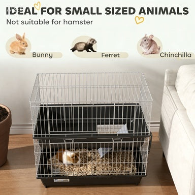 KFX-7122877 2-Tier Small Animal Cage with Doors, Trays, Dish, Bottle, and Ramp for Bunnies, Ferrets, and Chinchillas
