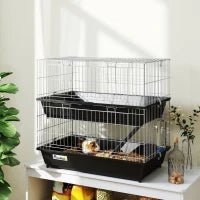 KFX-7122877 2-Tier Small Animal Cage with Doors, Trays, Dish, Bottle, and Ramp for Bunnies, Ferrets, and Chinchillas