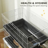 KFX-7122877 2-Tier Small Animal Cage with Doors, Trays, Dish, Bottle, and Ramp for Bunnies, Ferrets, and Chinchillas