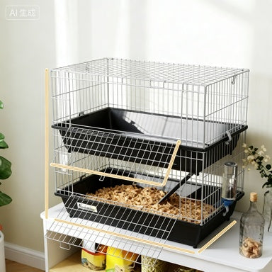 KFX-7122877 2-Tier Small Animal Cage with Doors, Trays, Dish, Bottle, and Ramp for Bunnies, Ferrets, and Chinchillas
