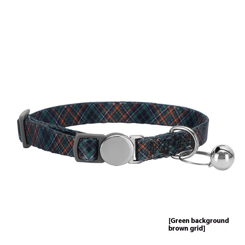 KFX-7123261 Bohemian Floral Cat Collar in Blue, Red, Pink, and Green Plaid - Adjustable Polyester Buckle