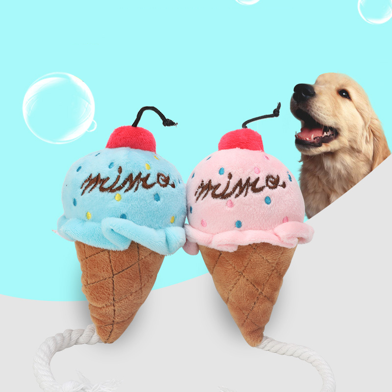 KFX-7126845 Plush Ice Cream-Shaped Dog Molar Toy for Chewing and Sound