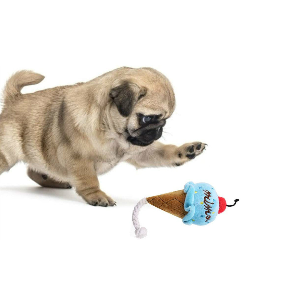 KFX-7126845 Plush Ice Cream-Shaped Dog Molar Toy for Chewing and Sound