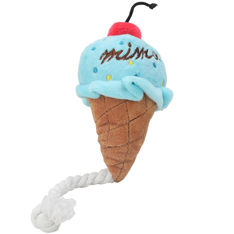 KFX-7126845 Plush Ice Cream-Shaped Dog Molar Toy for Chewing and Sound