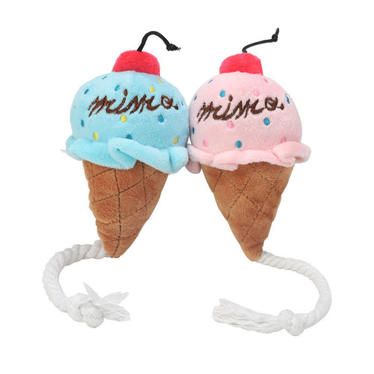 KFX-7126845 Plush Ice Cream-Shaped Dog Molar Toy for Chewing and Sound