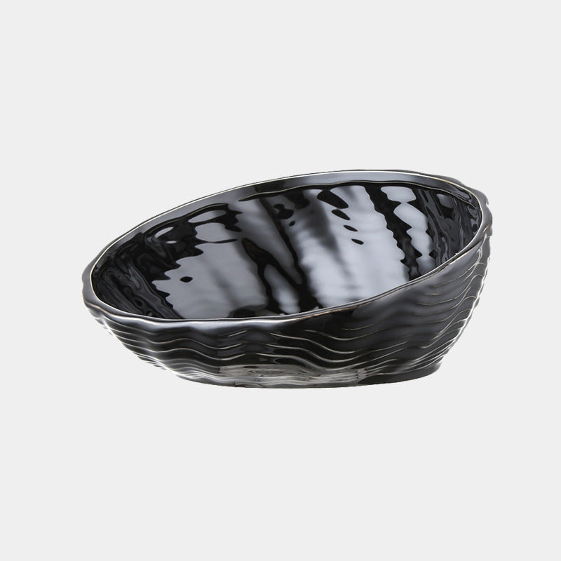 KFX-7127357 Ceramic Cat Bowl with Angled Mouth and Bamboo Frame - Small and Large Sizes Available