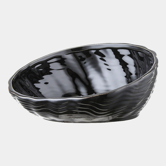 KFX-7127357 Ceramic Cat Bowl with Angled Mouth and Bamboo Frame - Small and Large Sizes Available