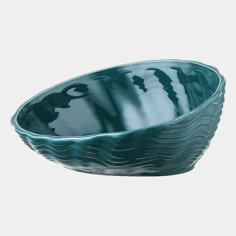 KFX-7127357 Ceramic Cat Bowl with Angled Mouth and Bamboo Frame - Small and Large Sizes Available