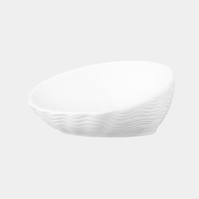 KFX-7127357 Ceramic Cat Bowl with Angled Mouth and Bamboo Frame - Small and Large Sizes Available