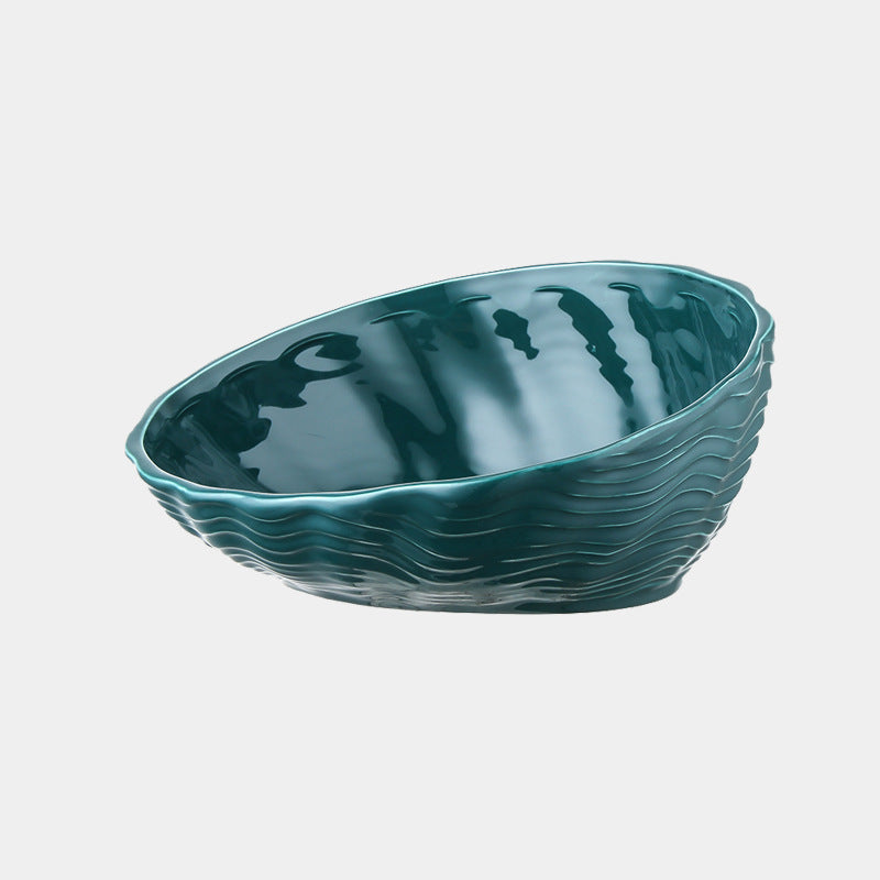 KFX-7127357 Ceramic Cat Bowl with Angled Mouth and Bamboo Frame - Small and Large Sizes Available