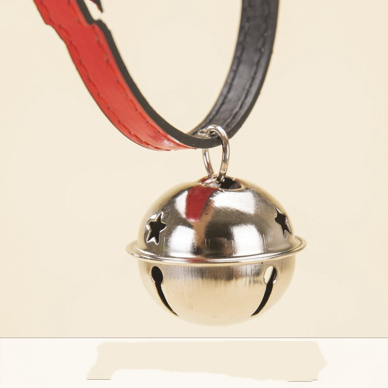 KFX-7129149 Durable PU Pet Collar with Claw Print Bone Design and Alloy Bell in Multiple Colors