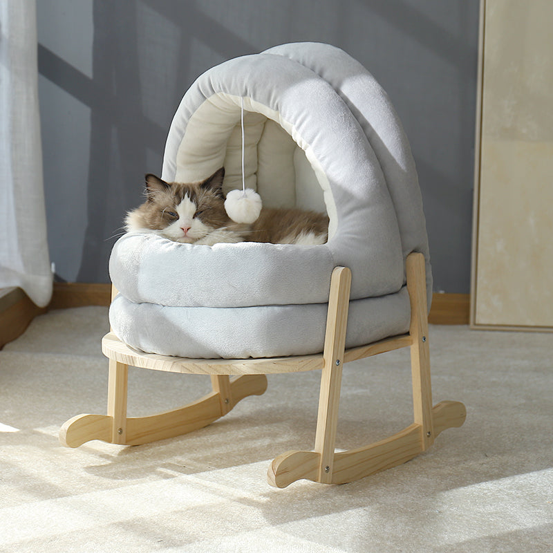 KFX-7131197 Cozy Enclosed Yurt Cat Litter Box - Crystal Velvet Non-Slip Design, Multiple Sizes Available