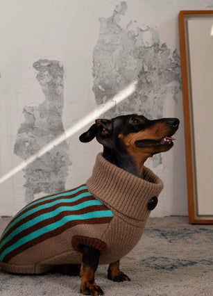 KFX-7131709 Sleeveless Winter Sweater Vest for Dogs in Pink and Lake Blue Stripes